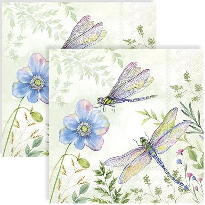 Imagem de Guardanapo para Decoupage Ihr 33x33 Libelula e Flor C/ 20 Unidade