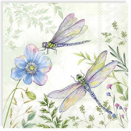 Imagem de Guardanapo para Decoupage Ihr 33x33 Libelula e Flor C/ 20 Unidade