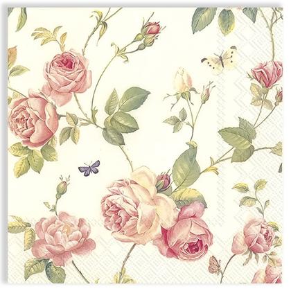 Imagem de Guardanapo para Decoupage Ihr 33x33 Rosas Rambling C/ 20 Unidade