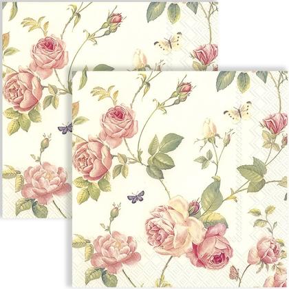Imagem de Guardanapo para Decoupage Ihr 33x33 Rosas Rambling C/ 20 Unidade