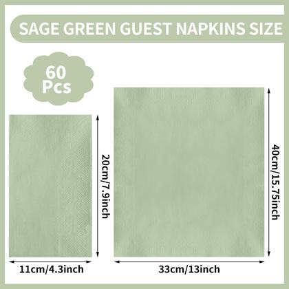 Imagem de Guardanapos descartáveis NatNarr Sage Green 60 unidades