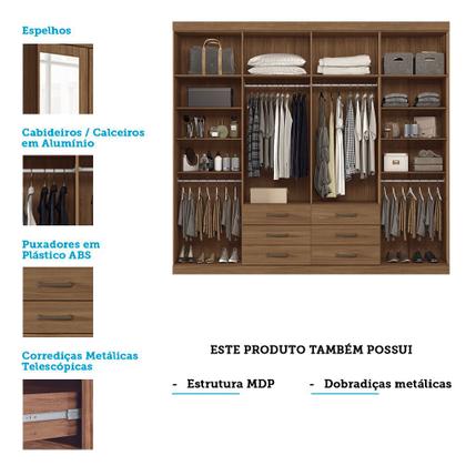 Imagem de GuardaRoupa Casal com Espelho 8 Portas 6 Gavetas 238,80cm Master Santos Andirá