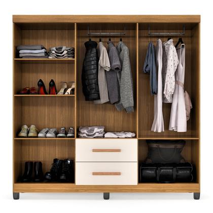 Imagem de GuardaRoupa Casal Lite 6 Portas 2 Gavetas com Cabideiro e Prateleiras Internas MDF MDP Amplo para Quarto Design Moderno com Excelente Aproveitamento