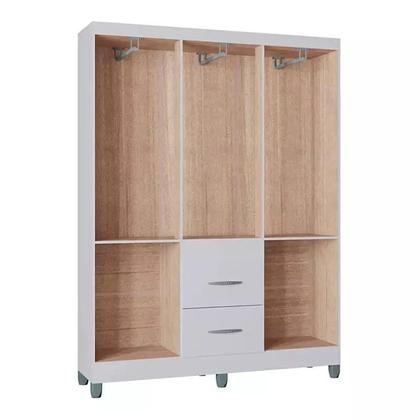 Imagem de GuardaRoupa Casal Milão 6 Portas 2 Gavetas C/Pés Larg. 1.35m Branco Poquema