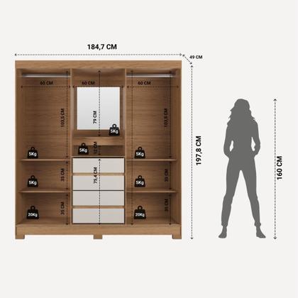 Imagem de GuardaRoupa Italo Casal 2 Portas de Correr com Espelho