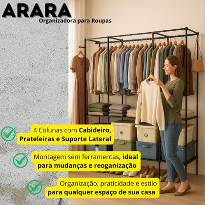 Imagem de Guardaroupa Modular com Arara e Sapateira 4 Colunas