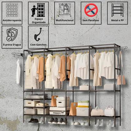 Imagem de Guardaroupa Modular com Arara e Sapateira 4 Colunas