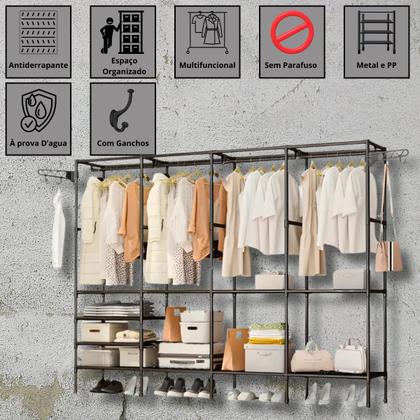 Imagem de Guardaroupa Organizador 4 Colunas com Arara Portátil