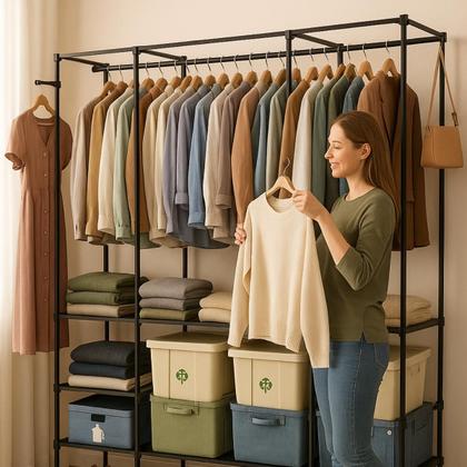 Imagem de Guardaroupa Organizador 4 Colunas com Arara Portátil