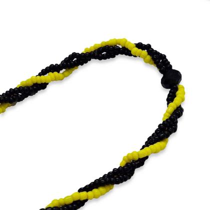 Imagem de Guia 3 Fios Trançado Amarelo e Preto Oxumare 60 cm