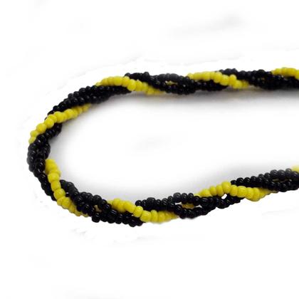 Imagem de Guia 3 Fios Trançado Amarelo e Preto Oxumare 60 cm