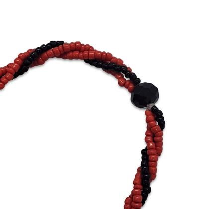 Imagem de Guia 3 Fios Vermelha e Preta com Firma Proteção da Alma 60cm