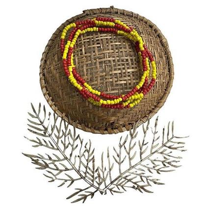 Imagem de Guia Missangão Bicolor Amarela com Vermelha Opaca  Energia  Prosperidade  Força Espiritual