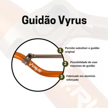 Imagem de Guidão 22mm Vyrus Cross Bar C/ Barra Trilha Motocross Enduro