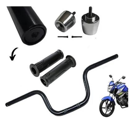Imagem de Guidão Mais Pezinho Com Manopla Factor 125 Fazer 150 Yamaha Preto Fosco