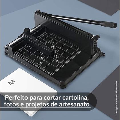 Imagem de Guilhotina Papel Facão A4 Manual 400 Folhas com Trava e Guia Preta Importway Iwgpa-4400pt