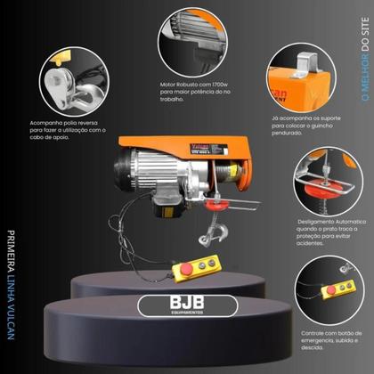 Imagem de Guincho De Coluna Talha Elétrica 500 a 1000kg 220v Vulcan Profissional 12m