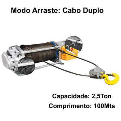 Imagem de Guincho Eletrico 1250/2500Kg com 100Mts Cabo de Aco Fixo 220V Monofasico GE2500-2/100Mts ACM TOOLS