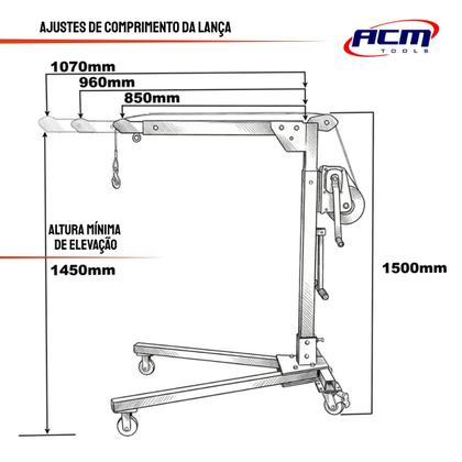 Imagem de Guincho Manual Girafa com Carretilha GMC500 ACM TOOLS
