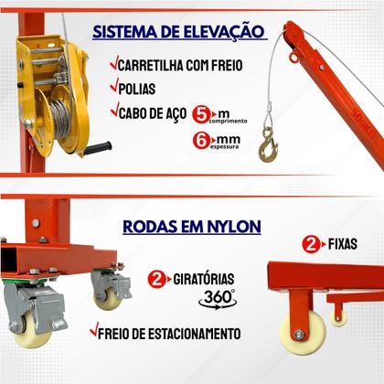 Imagem de Guincho Manual Girafa com Carretilha GMC500 ACM TOOLS