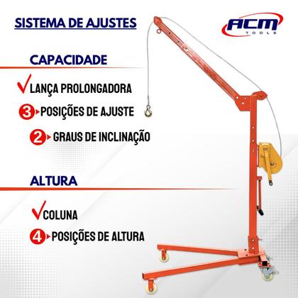 Imagem de Guincho Manual Girafa com Carretilha GMC500 ACM TOOLS