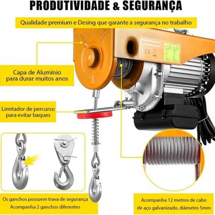 Imagem de Guincho Talha Elétrica 12M 400-800KG 220V Super Útil - Knakasaki