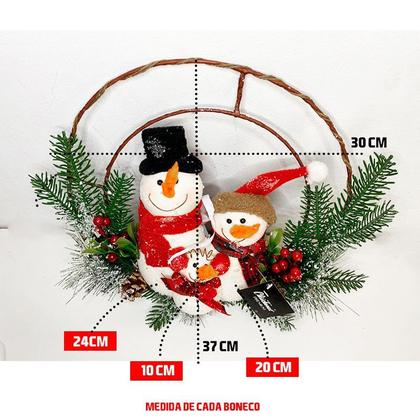 Imagem de Guirlanda De Natal Decorativa P/ Porta C/ Boneco Pinha Neve