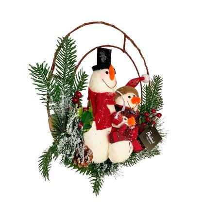 Imagem de Guirlanda De Natal Decorativa P/ Porta C/ Boneco Pinha Neve
