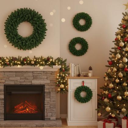 Imagem de Guirlanda de Natal Verde 40cm Decorativa Com Folhas PVC