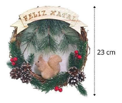 Imagem de Guirlanda Feliz Natal Com Esquilo E Pinhas 23cm Colorido
