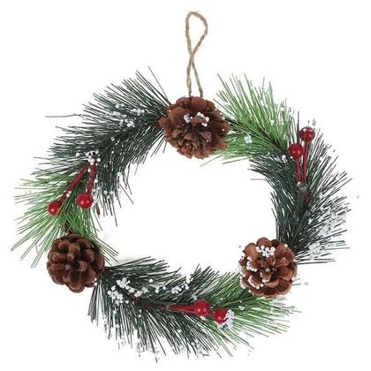 Imagem de Guirlanda Natalina Elegante 19cm com Pinhas para Decorar Portas e Janelas