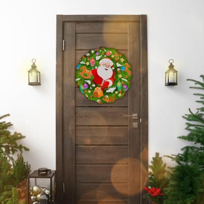 Imagem de Guirlanda Natalina Mandala com Papai Noel MDF  Decoração Festiva para Porta e Parede