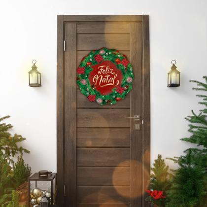 Imagem de Guirlanda Natalina Mandala com Papai Noel MDF  Decoração Festiva para Porta e Parede