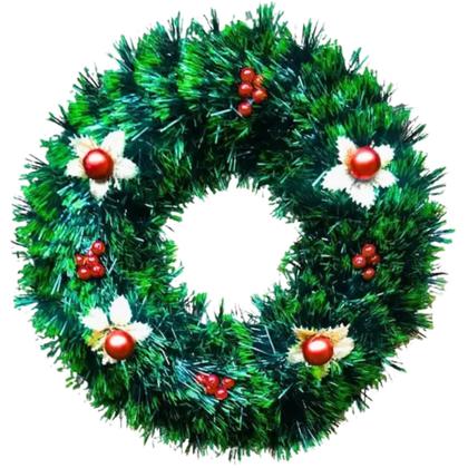Imagem de Guirlanda Para Decoração Porta Enfeite Casa Natal Decorada 40cm Festão Verde Flor