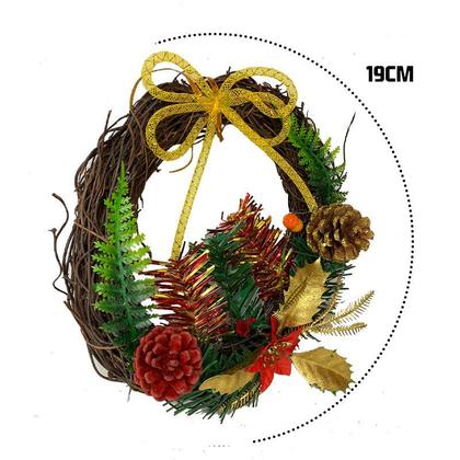 Imagem de Guirlanda Sisal Para Porta Enfeite Natal C/ Pinhas 19cm