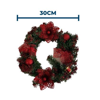 Imagem de Guirlanda Verde Decorada 30cm para Decoração de Natal