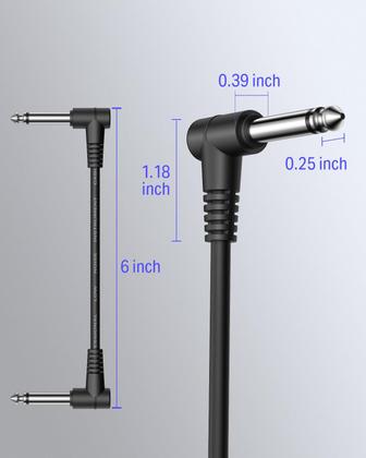 Imagem de Guitar Effect Pedal Patch Cables Donner, 6 polegadas, preto, 3 pacotes