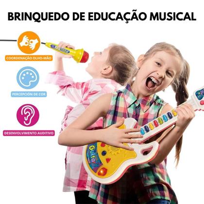 Imagem de Guitarra Brinquedo Infantil Musical com Microfone