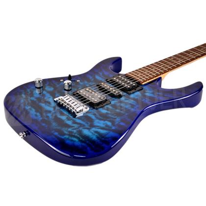 Imagem de Guitarra Canhoto Ibanez Super Strato Para Canhoteiro HSH GRX 70QA TBB Transparent Blue Burst