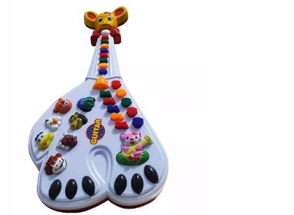 Imagem de Guitarra de Brinquedo Infantil Girafa Colorido 26 Teclas Sons de Animais e Músicas