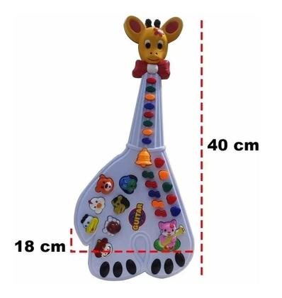 Imagem de Guitarra de Brinquedo Infantil Girafa Colorido 26 Teclas Sons de Animais e Músicas