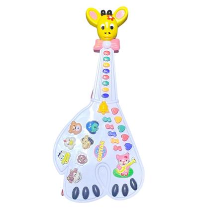Imagem de Guitarra Girafa Brinquedo Infantil Com Luz e Sons Animais Piano 26 Teclas
