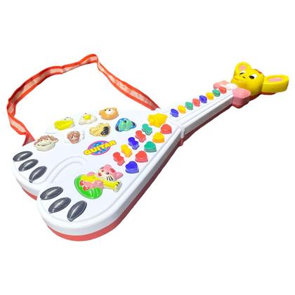 Imagem de Guitarra Girafa Brinquedo Infantil Com Luz e Sons Animais Piano 26 Teclas
