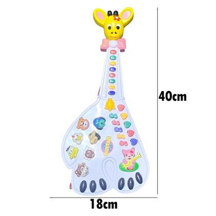 Imagem de Guitarra Girafa Brinquedo Infantil Com Luz e Sons Animais Piano 26 Teclas