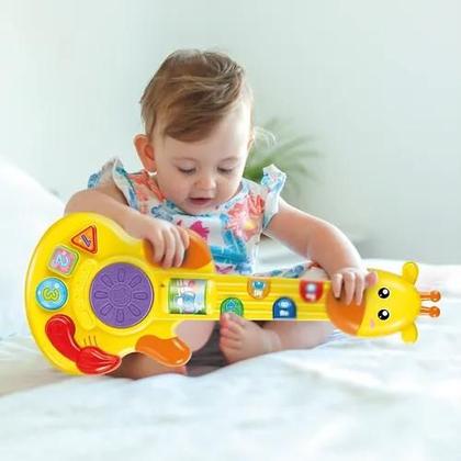 Imagem de Guitarra Girafa Infantil Com Luz E Som Multikids Br2172 Cor Amarelo