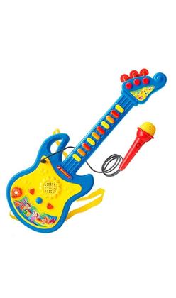 Imagem de Guitarra Infantil c/ Microfone E Som Azul - Dm Toys 5379