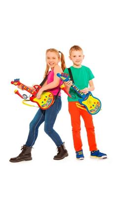 Imagem de Guitarra Infantil c/ Microfone Luz Som Azul - Dm Toys 5379