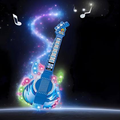 Imagem de Guitarra Infantil com Microfone Brinquedo Musical Instrumento com Som e Luz