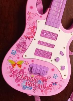 Imagem de Guitarra Musical Eletrica Star Rock Show Rosa Com luzes e Som Infantil