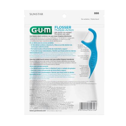 Imagem de GUM Fio Dental com Cabo Flosser 40 UN. Multiple Action Menta Individual Gengiva Sensível